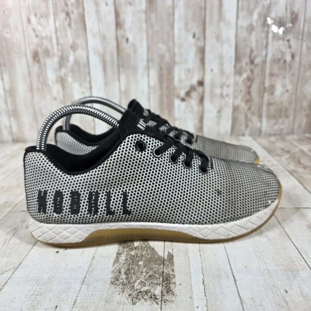 NOBULL Womens SuperFabric Trainer Silver Black Dotted Gum Sole Athletic Shoes‎